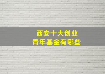 西安十大创业青年基金有哪些