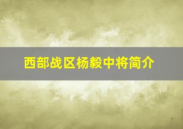 西部战区杨毅中将简介