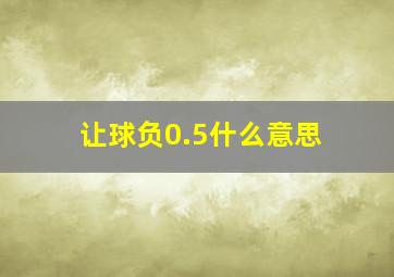 让球负0.5什么意思