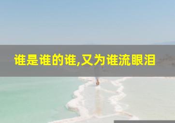 谁是谁的谁,又为谁流眼泪