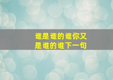 谁是谁的谁你又是谁的谁下一句