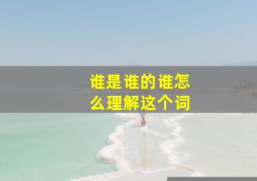 谁是谁的谁怎么理解这个词