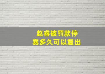 赵睿被罚款停赛多久可以复出