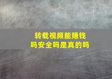 转载视频能赚钱吗安全吗是真的吗