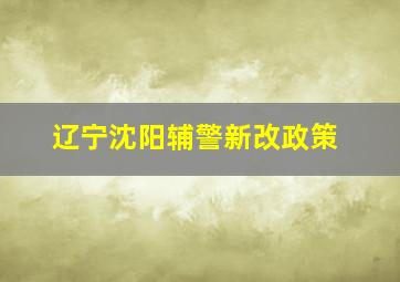 辽宁沈阳辅警新改政策