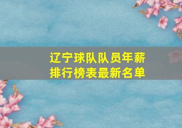 辽宁球队队员年薪排行榜表最新名单