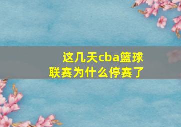 这几天cba篮球联赛为什么停赛了