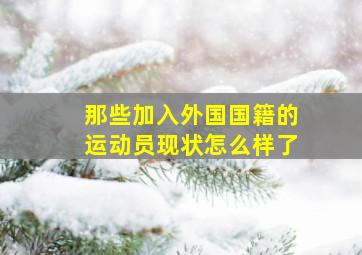 那些加入外国国籍的运动员现状怎么样了