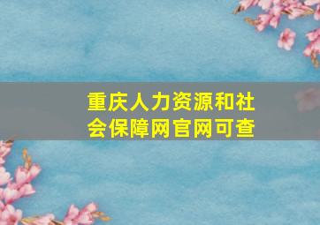 重庆人力资源和社会保障网官网可查