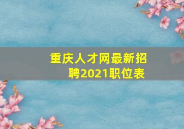 重庆人才网最新招聘2021职位表