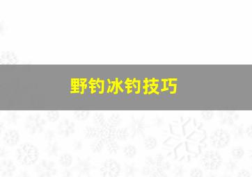 野钓冰钓技巧