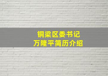 铜梁区委书记万隆平简历介绍