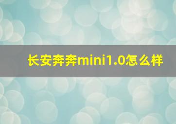 长安奔奔mini1.0怎么样