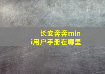 长安奔奔mini用户手册在哪里