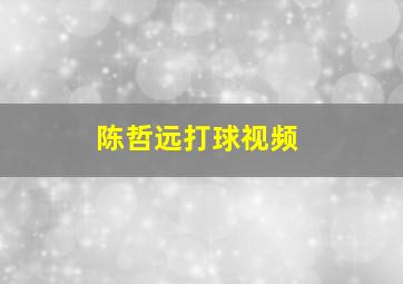 陈哲远打球视频