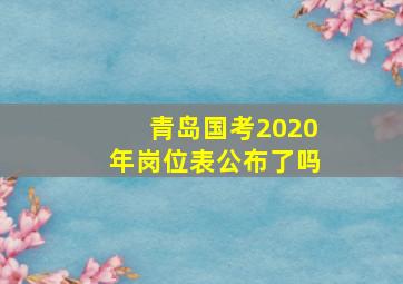 青岛国考2020年岗位表公布了吗