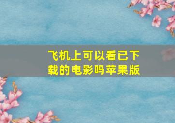 飞机上可以看已下载的电影吗苹果版