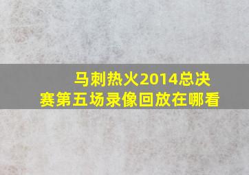 马刺热火2014总决赛第五场录像回放在哪看