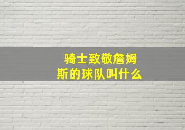 骑士致敬詹姆斯的球队叫什么