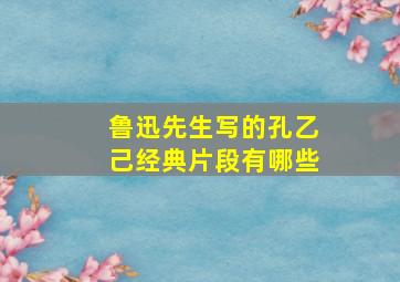 鲁迅先生写的孔乙己经典片段有哪些