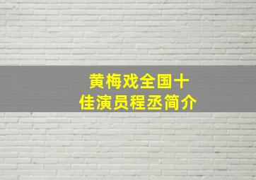 黄梅戏全国十佳演员程丞简介