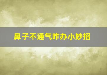 鼻子不通气咋办小妙招